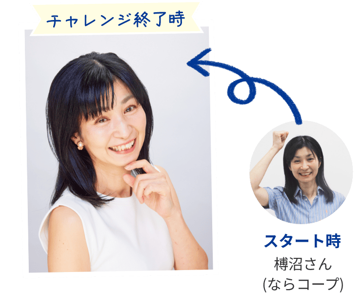 スタート時 榑沼さん(ならコープ) チャレンジ終了時