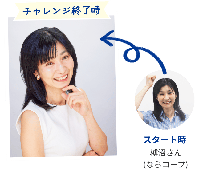 スタート時 榑沼さん(ならコープ) チャレンジ終了時